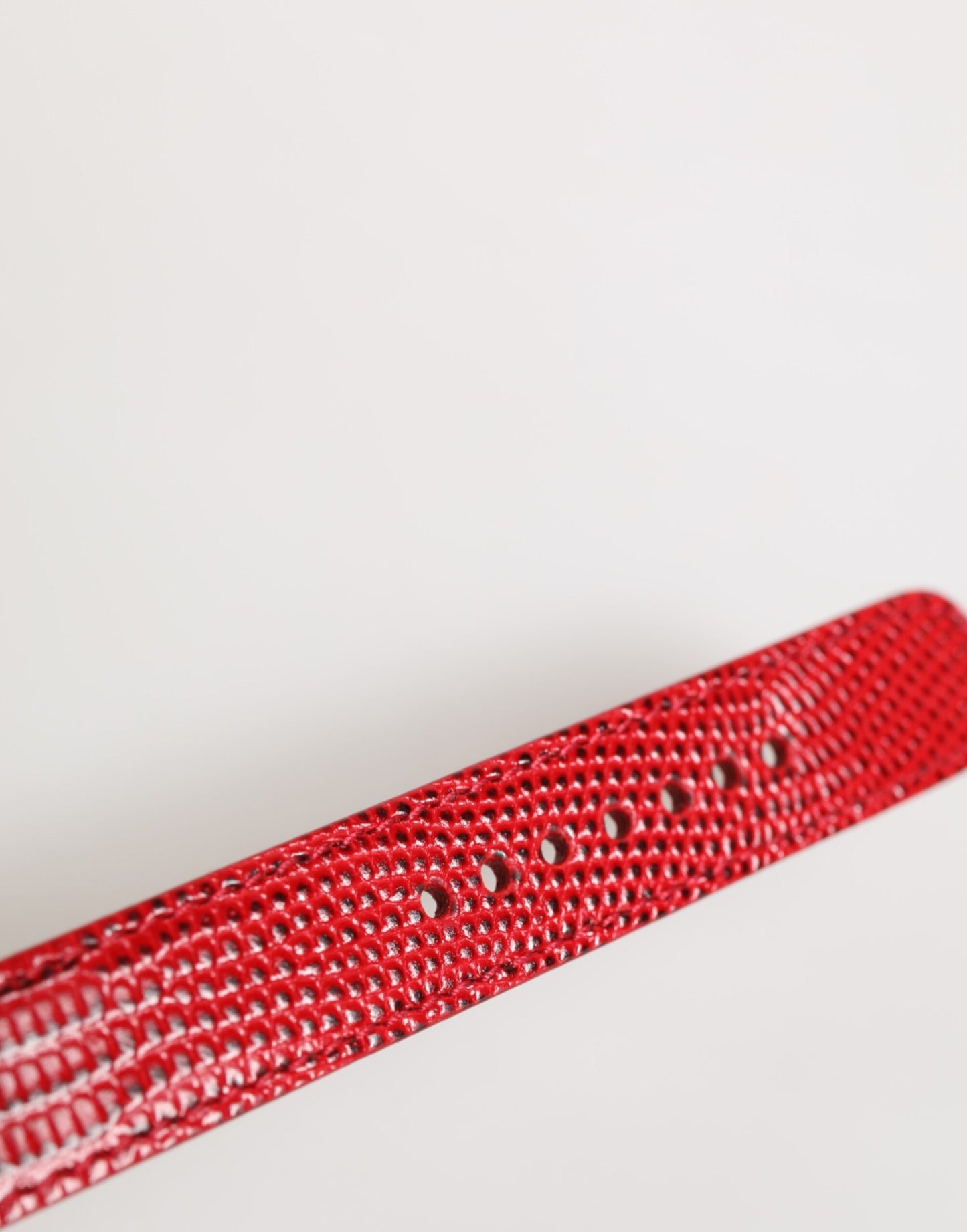 Dolce & Gabbana Rotes exotisches Leder Goldton Metallschnalle Frauen Armband