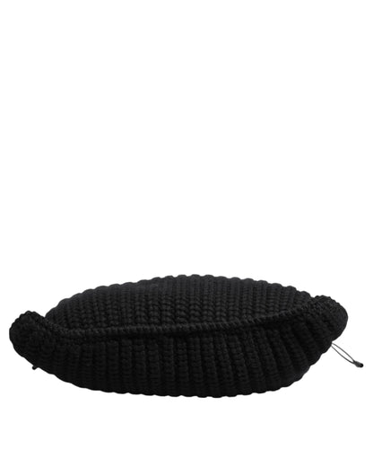 Dolce & Gabbana Schwarz Kaschmir gestrickt Leder Schulter Frauen Borse Tasche