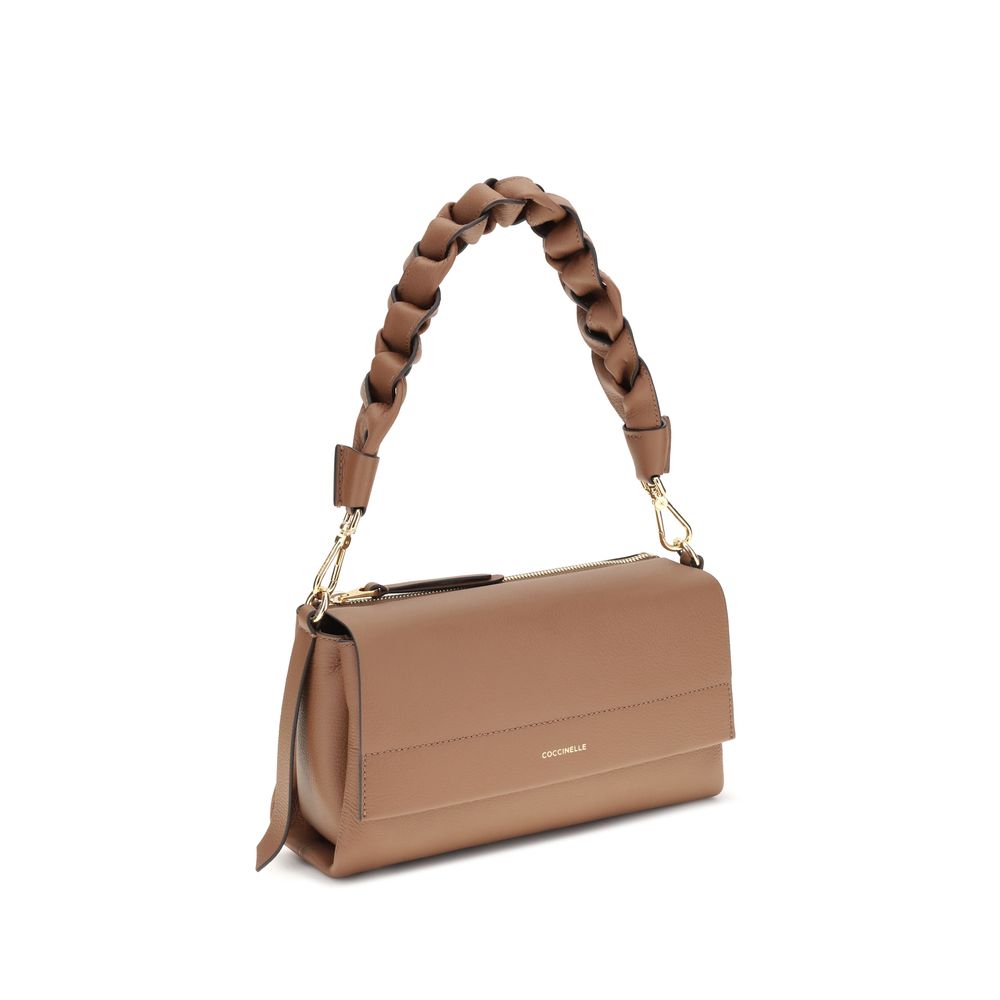 Coccinelle Beige Kalbsleder Bos Taurus Schultertasche