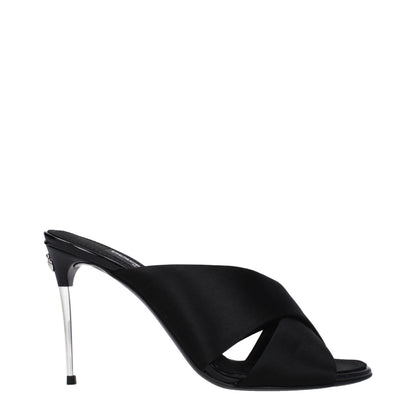 Dolce & Gabbana Schwarze Stiletto-Sandalen aus Satin
