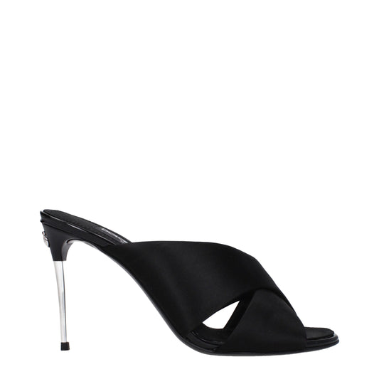 Dolce & Gabbana Schwarze Stiletto-Sandalen aus Satin