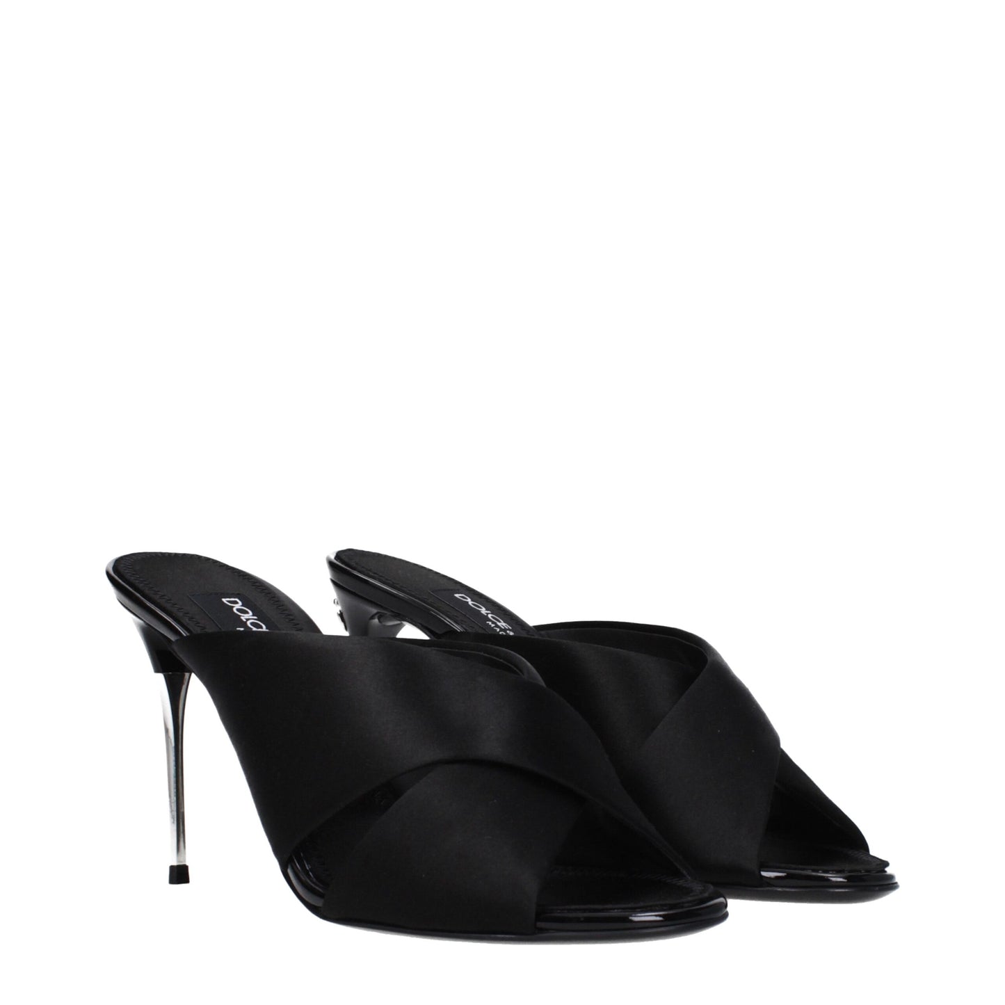 Dolce & Gabbana Schwarze Stiletto-Sandalen aus Satin