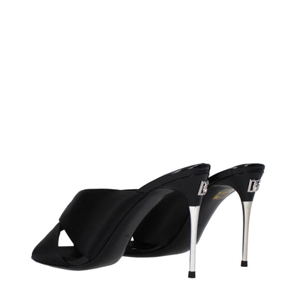 Dolce & Gabbana Schwarze Stiletto-Sandalen aus Satin
