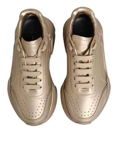 Dolce & Gabbana Gold Leder Daymaster Damen Sneaker Schuhe