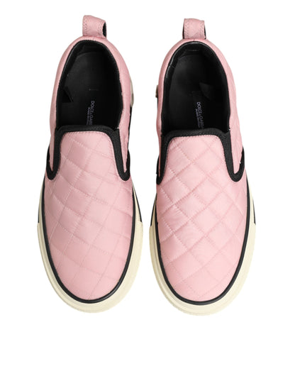 Dolce & Gabbana Pink Quilted Slip-On Sneakers