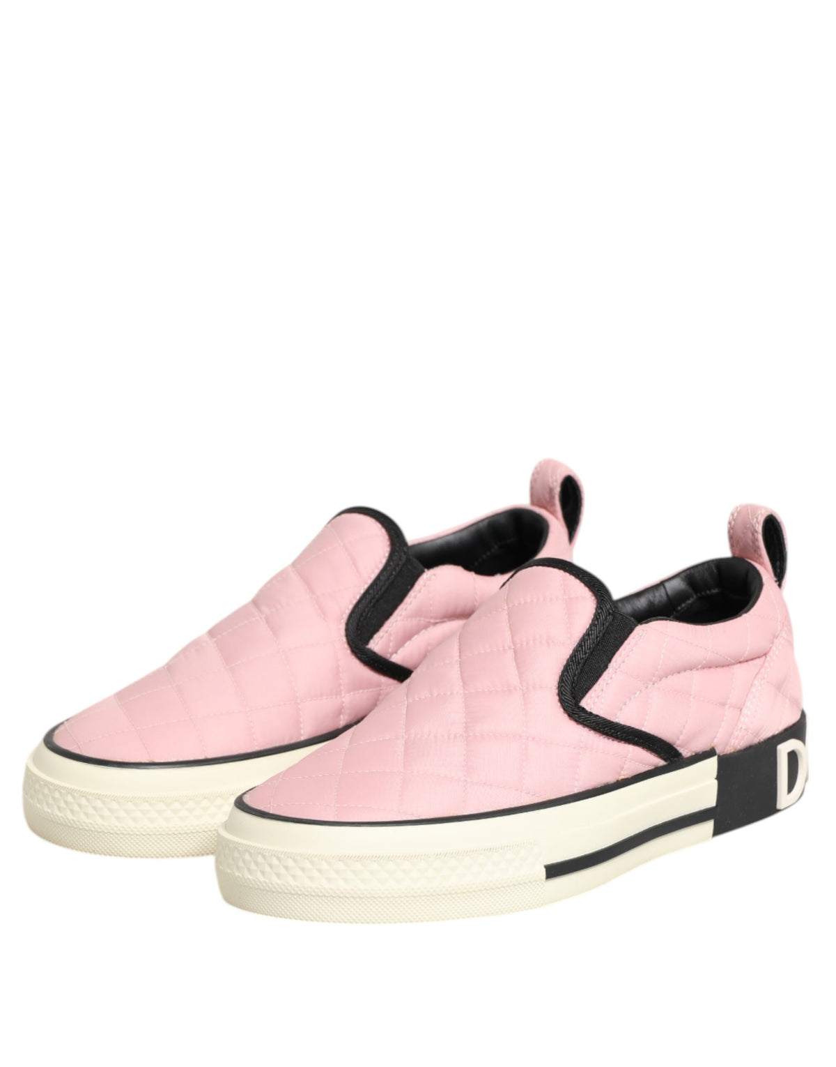 Dolce & Gabbana Pink Quilted Slip-On Sneakers