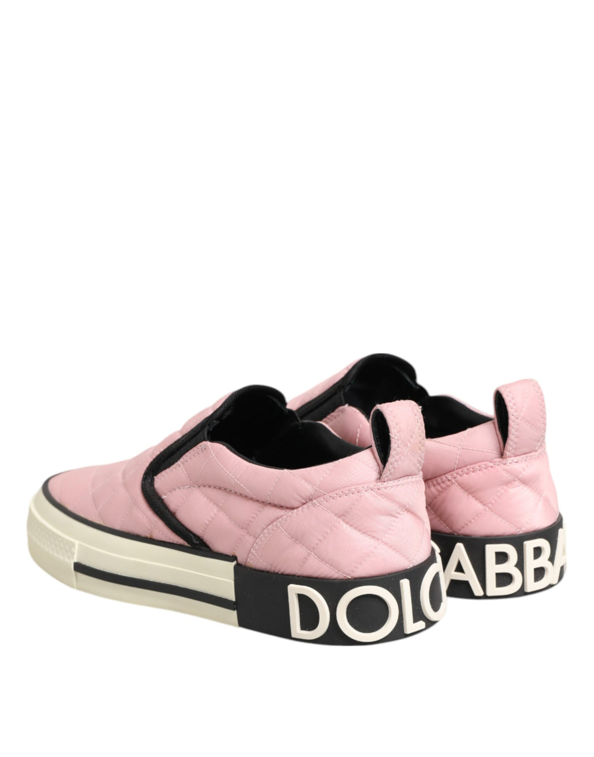 Dolce & Gabbana Pink Quilted Slip-On Sneakers