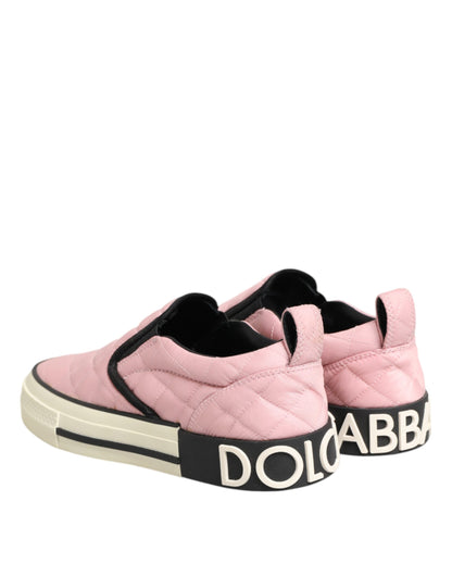 Dolce & Gabbana Pink Quilted Slip-On Sneakers