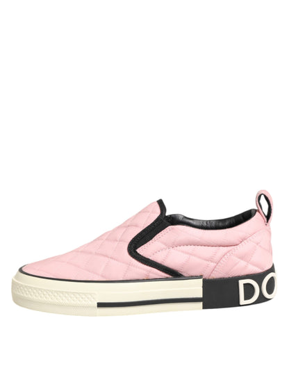 Dolce & Gabbana Pink Quilted Slip-On Sneakers