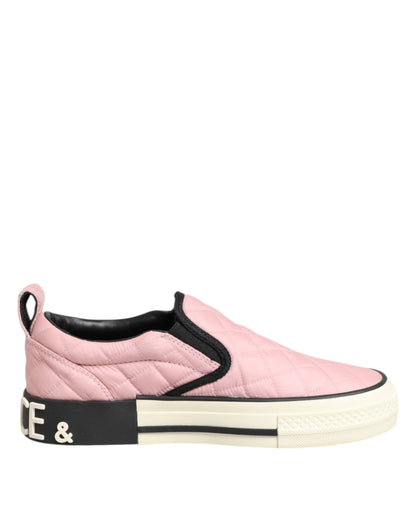 Dolce & Gabbana Pink Quilted Slip-On Sneakers