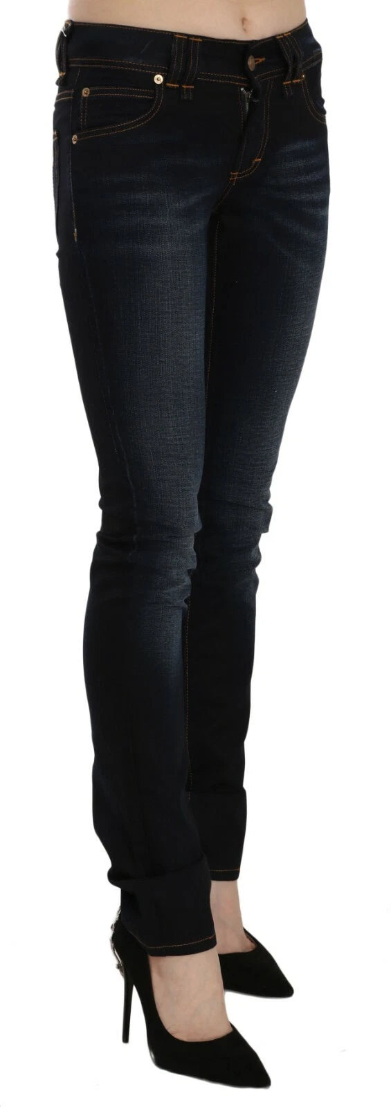 John Galliano Dunkelblau Mittlere Taille Slim Fit Denim Freizeithosen Jeans