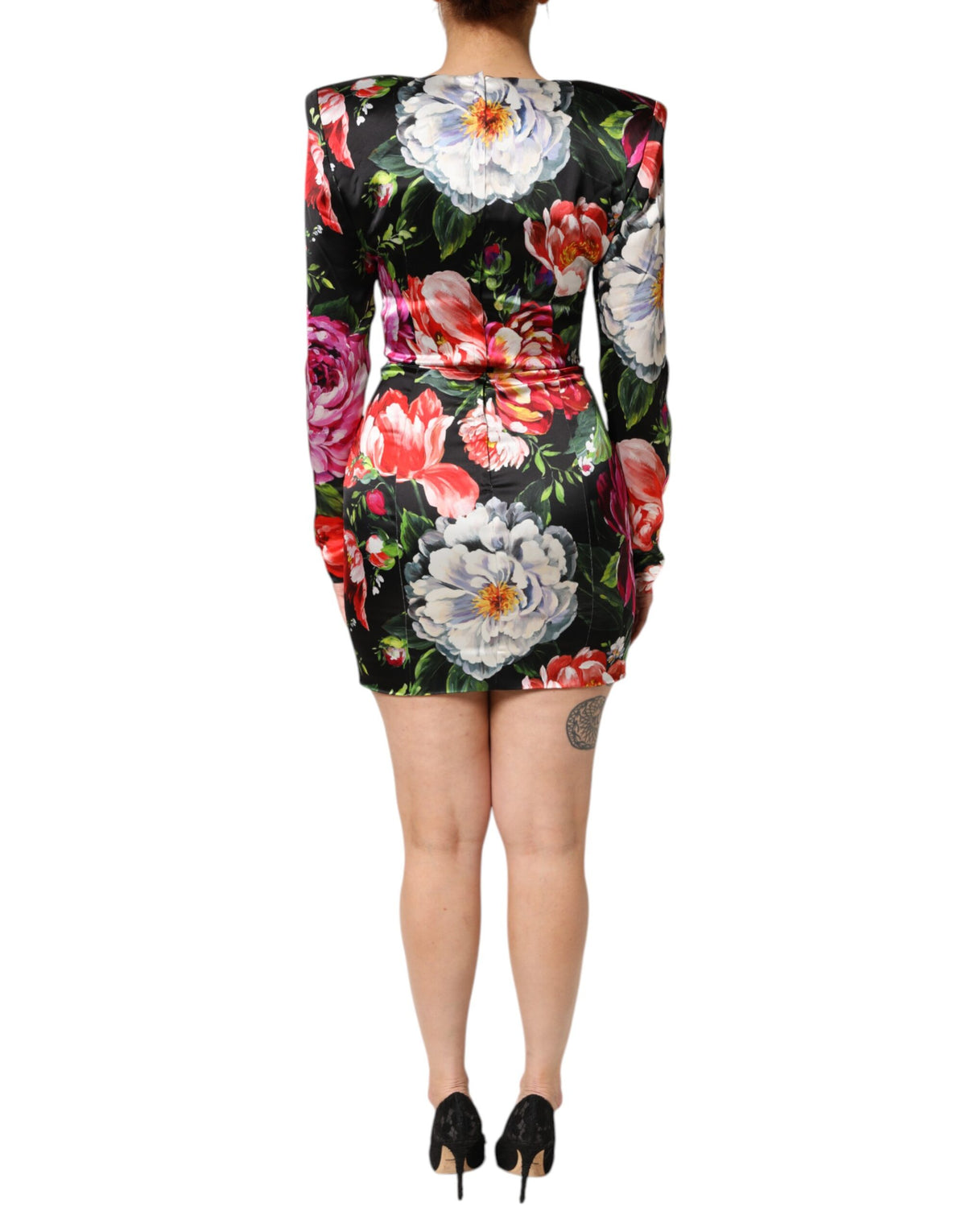 Dolce & Gabbana Schwarzes Fiori Pittorici Bodycon-Minikleid