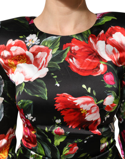 Dolce & Gabbana Schwarzes Fiori Pittorici Bodycon-Minikleid