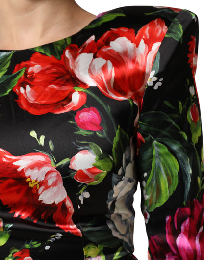 Dolce & Gabbana Schwarzes Fiori Pittorici Bodycon-Minikleid