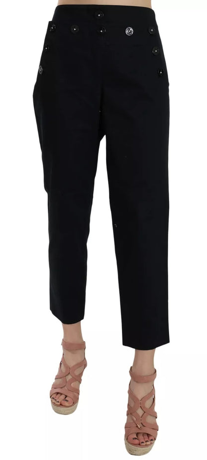 Dolce & Gabbana Schwarze Cropped-Hose aus Stretch-Baumwolle