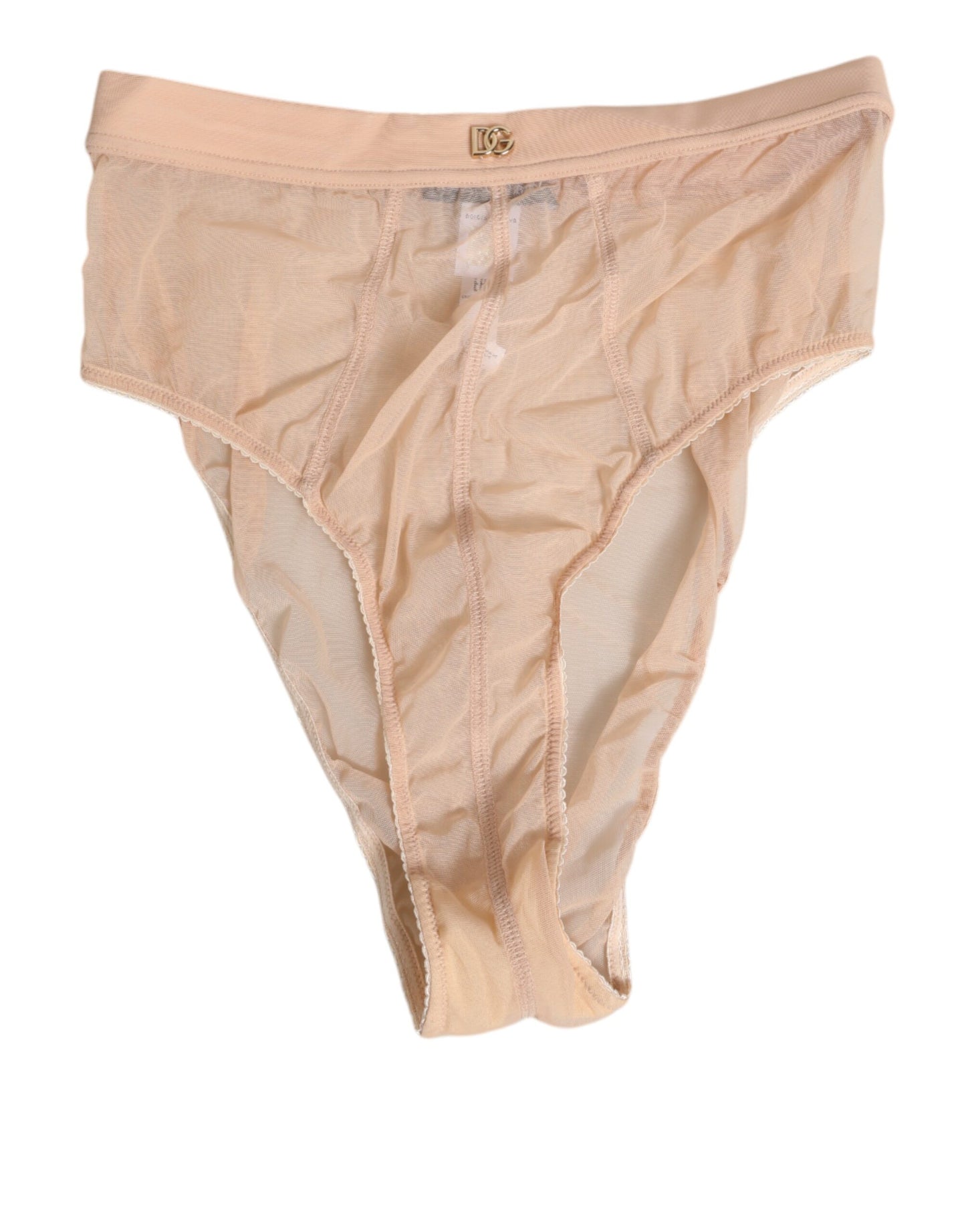 Dolce & Gabbana Beige Durchsichtiges Netz Höschen mit hoher Taille Unterwäsche
