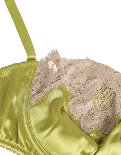 Dolce & Gabbana Limonengrüner Seidensatin-Balconette-BH