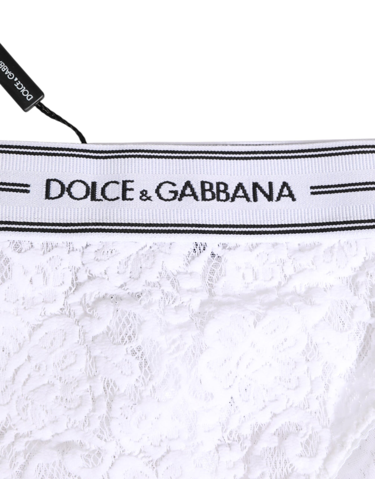 Dolce & Gabbana Intimo con pizzo con logo bianco in poliammide