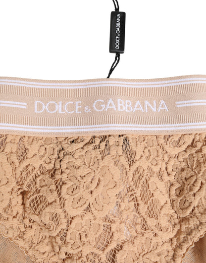 Dolce & Gabbana Beige Brasiliano-Slips aus Spitze