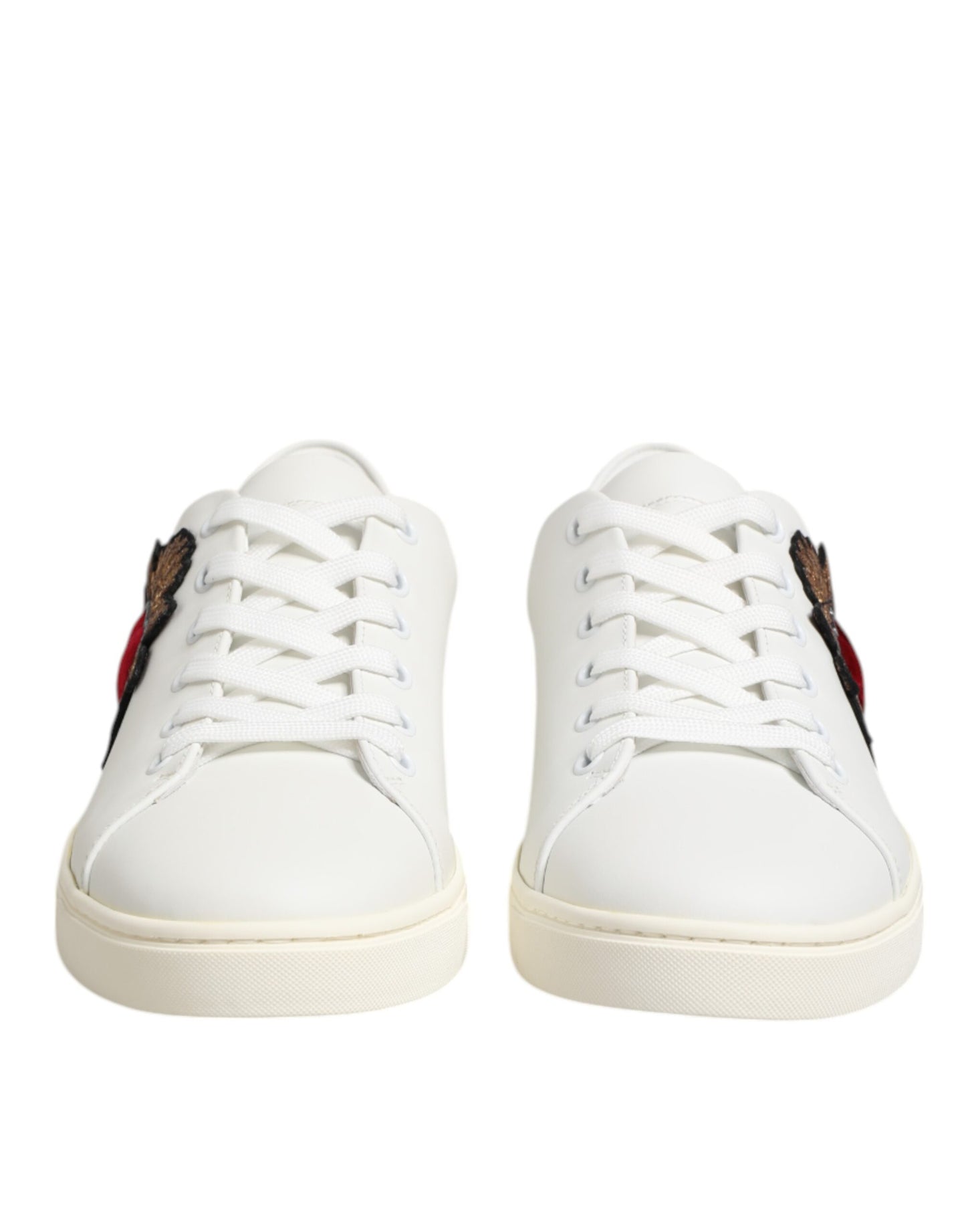 Dolce & Gabbana Weiße Leder Sneakers mit Sacred Heart Patch