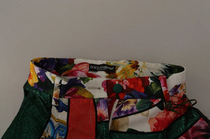 Dolce & Gabbana Multicolor Patchwork Jacquard Hose mit hoher Taille