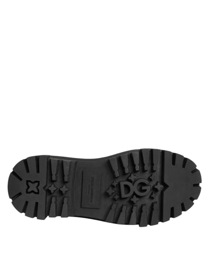 Dolce & Gabbana Schwarze Leder-Derby-Schuhe mit Kristallen