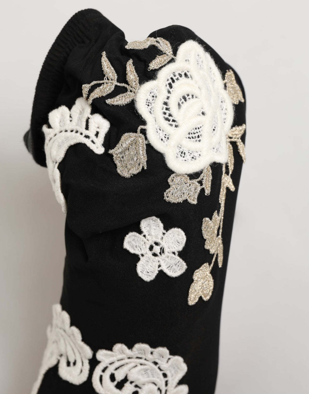 Dolce & Gabbana Schwarz-weiße bestickte Jersey-Stiletto-Boots