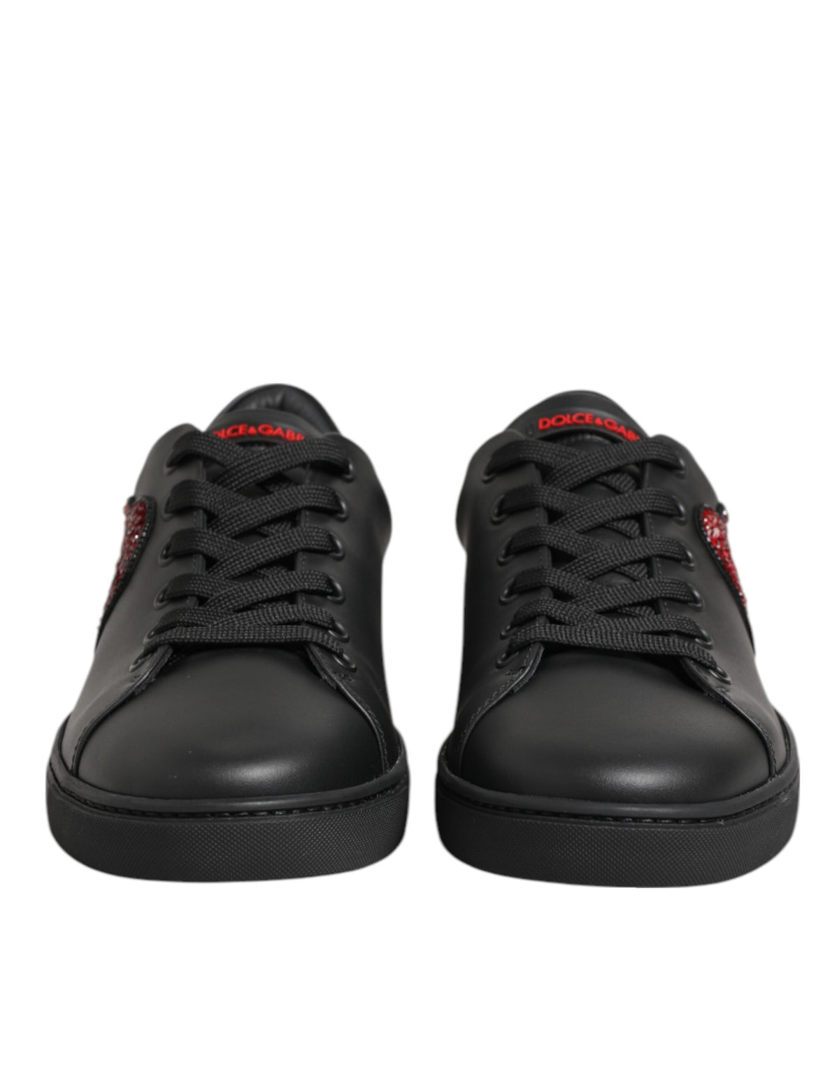 Dolce & Gabbana Heart Sneaker basse Nere con Cristalli in pelle di vitello