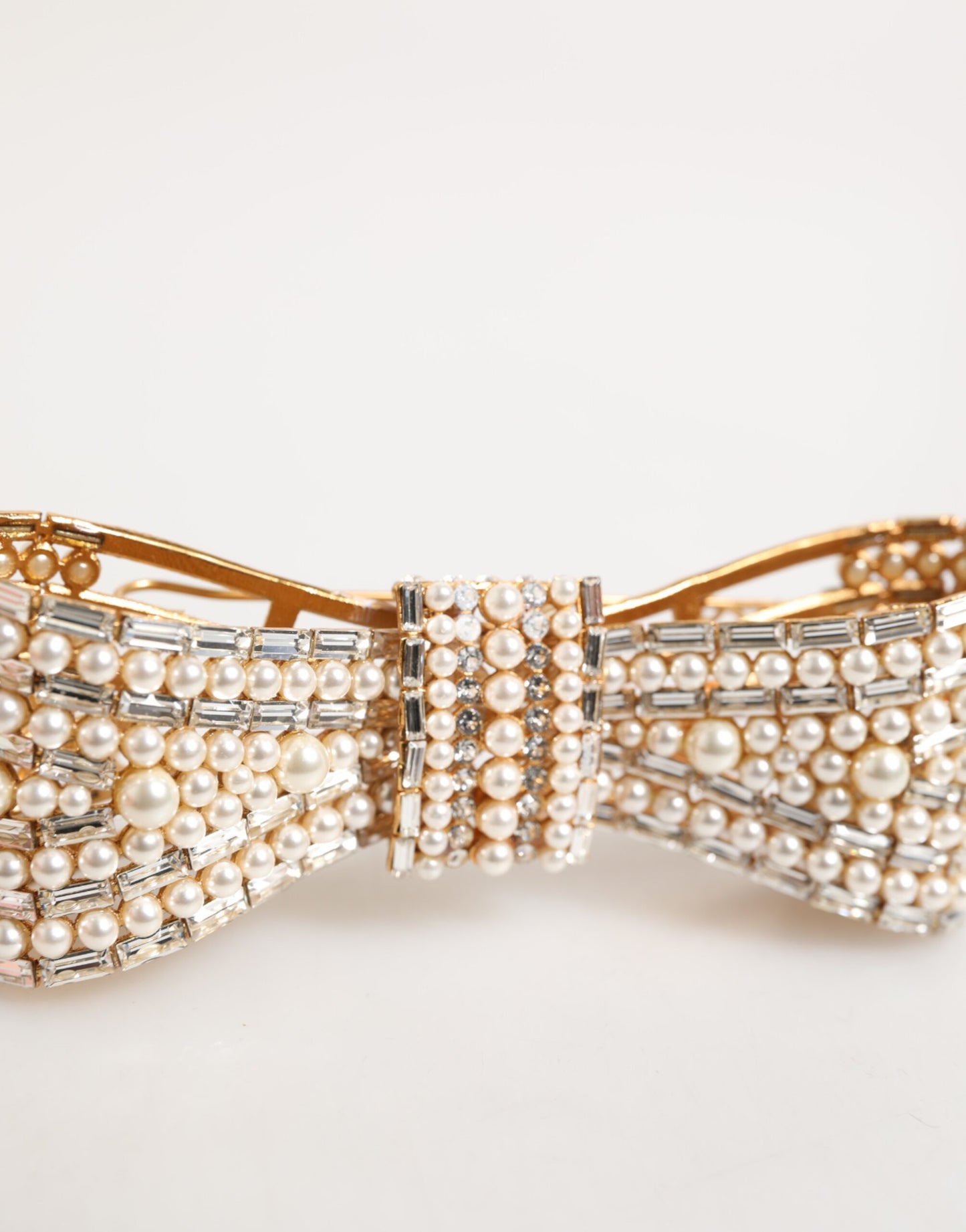 Dolce & Gabbana Gold Messing Glas Kristall Faux Perle verschönert Brosche