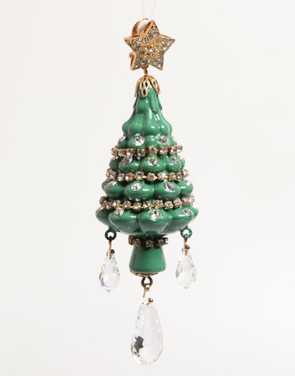 Dolce & Gabbana Gold Messing Multicolor Weihnachtsbaum-Ohrringe