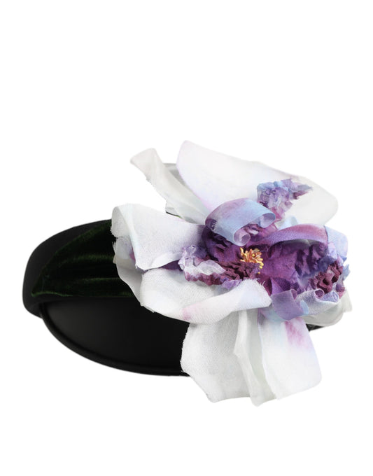 Dolce & Gabbana Floral Seiden-Stirnband Schwarz Grün