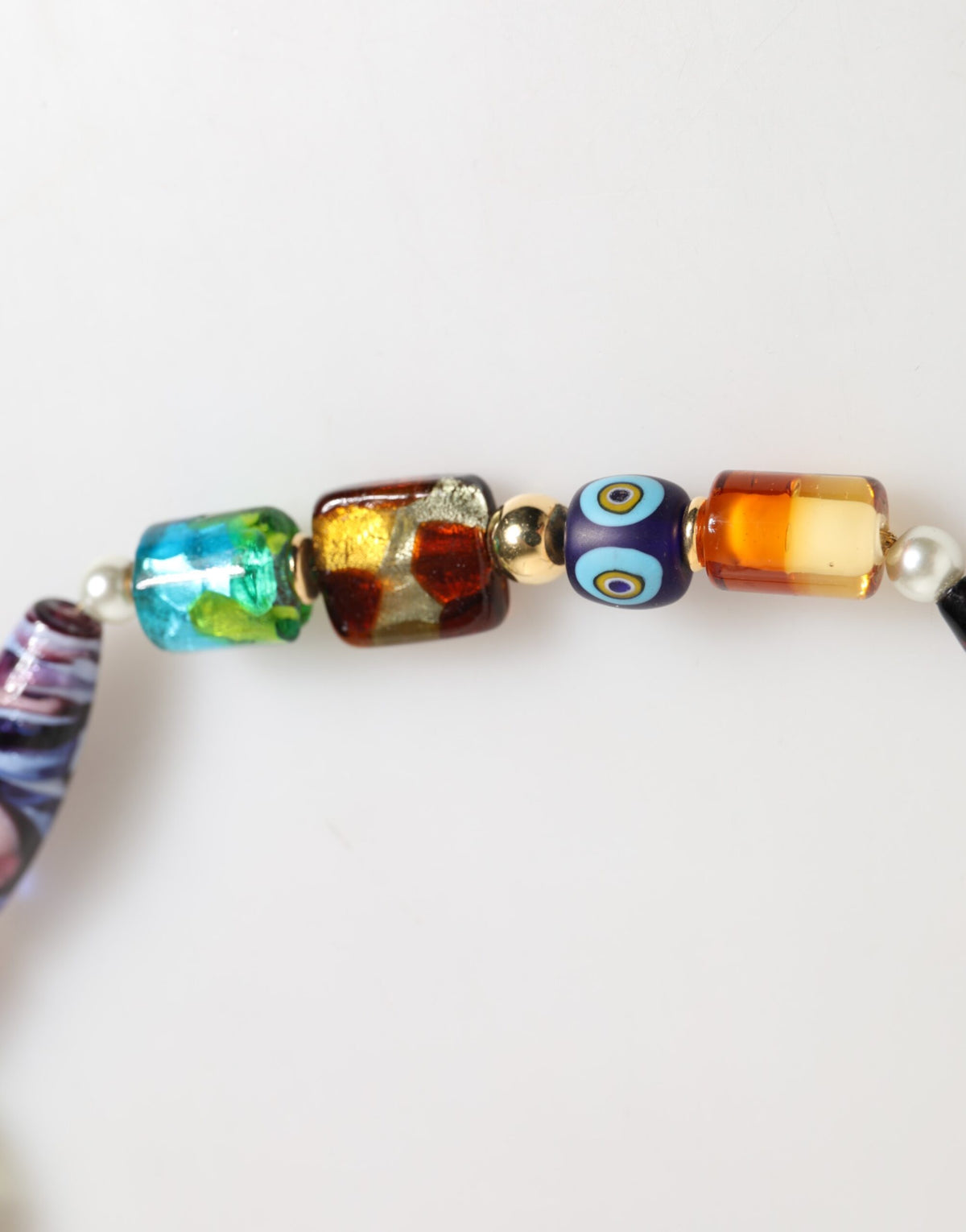Dolce & Gabbana Multicolor Murano-Style Glass Bead Brass Necklace