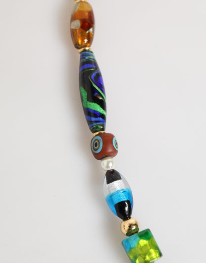 Dolce & Gabbana Multicolor Murano-Style Glass Bead Brass Necklace