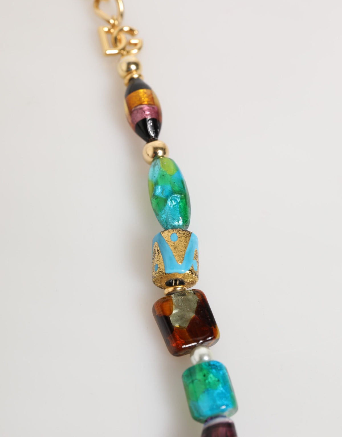 Dolce & Gabbana Multicolor Murano-Style Glass Bead Brass Necklace