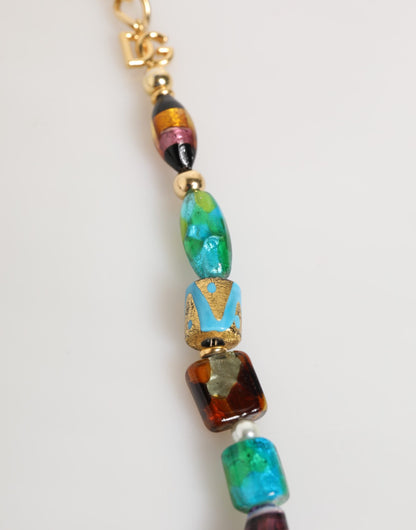 Dolce & Gabbana Multicolor Murano-Style Glass Bead Brass Necklace