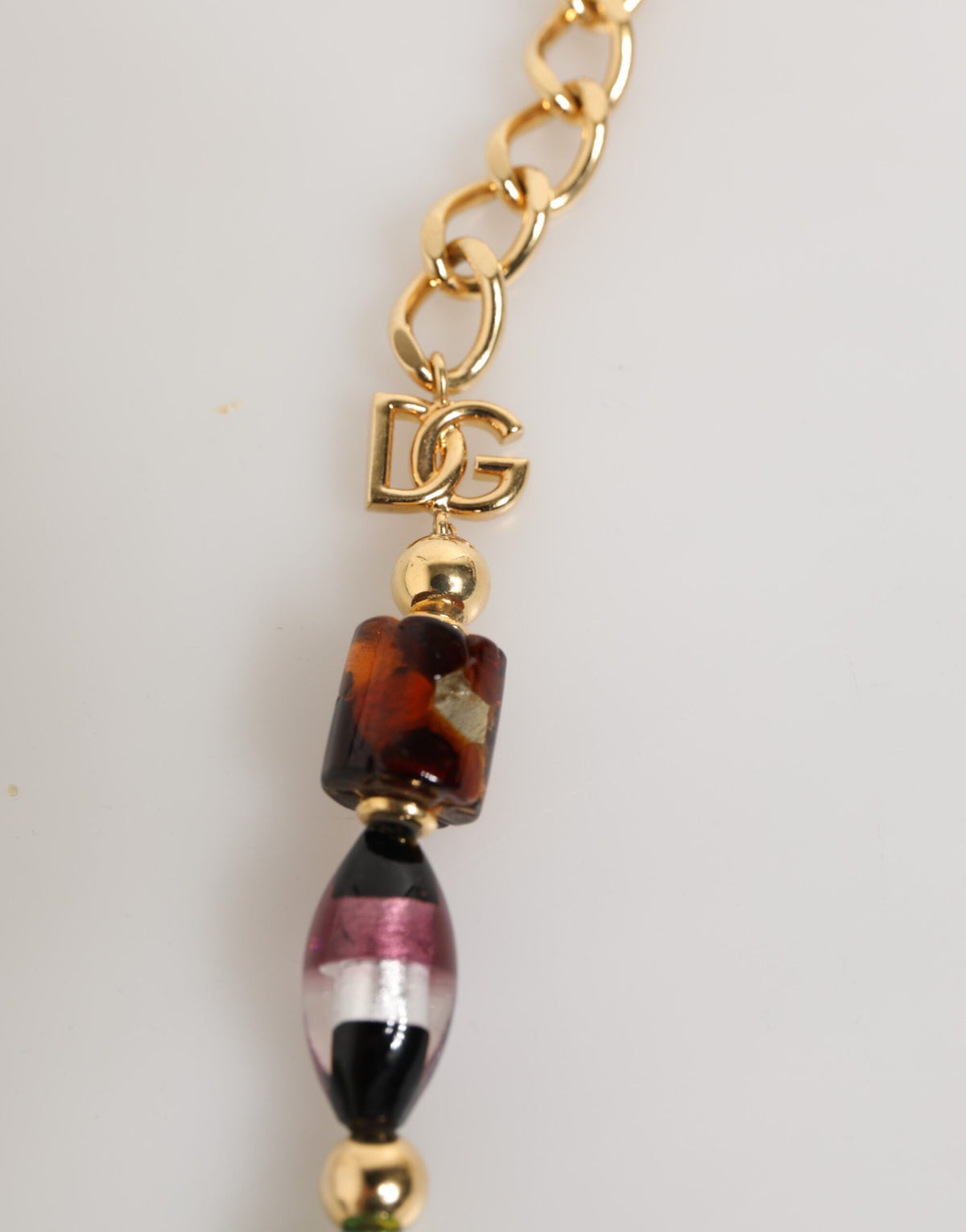Dolce & Gabbana Multicolor Murano-Style Glass Bead Brass Necklace