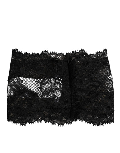 Dolce & Gabbana Schwarzer Spitze Bandeau Bustier Top Sheer Stretch Unterwäsche