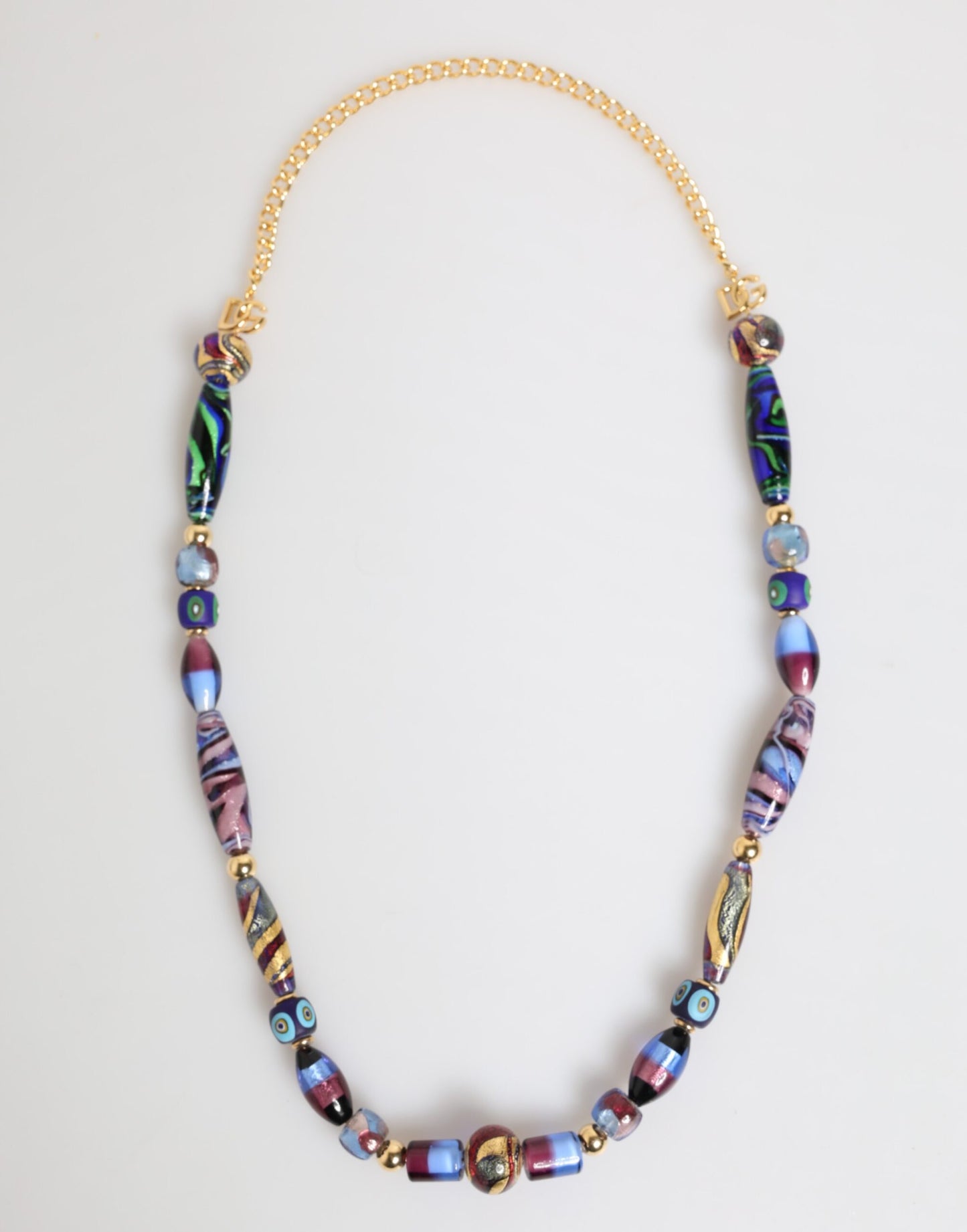 Dolce & Gabbana Multicolor Muranoglasperlen Gold Messing Kette Schmuck Halskette