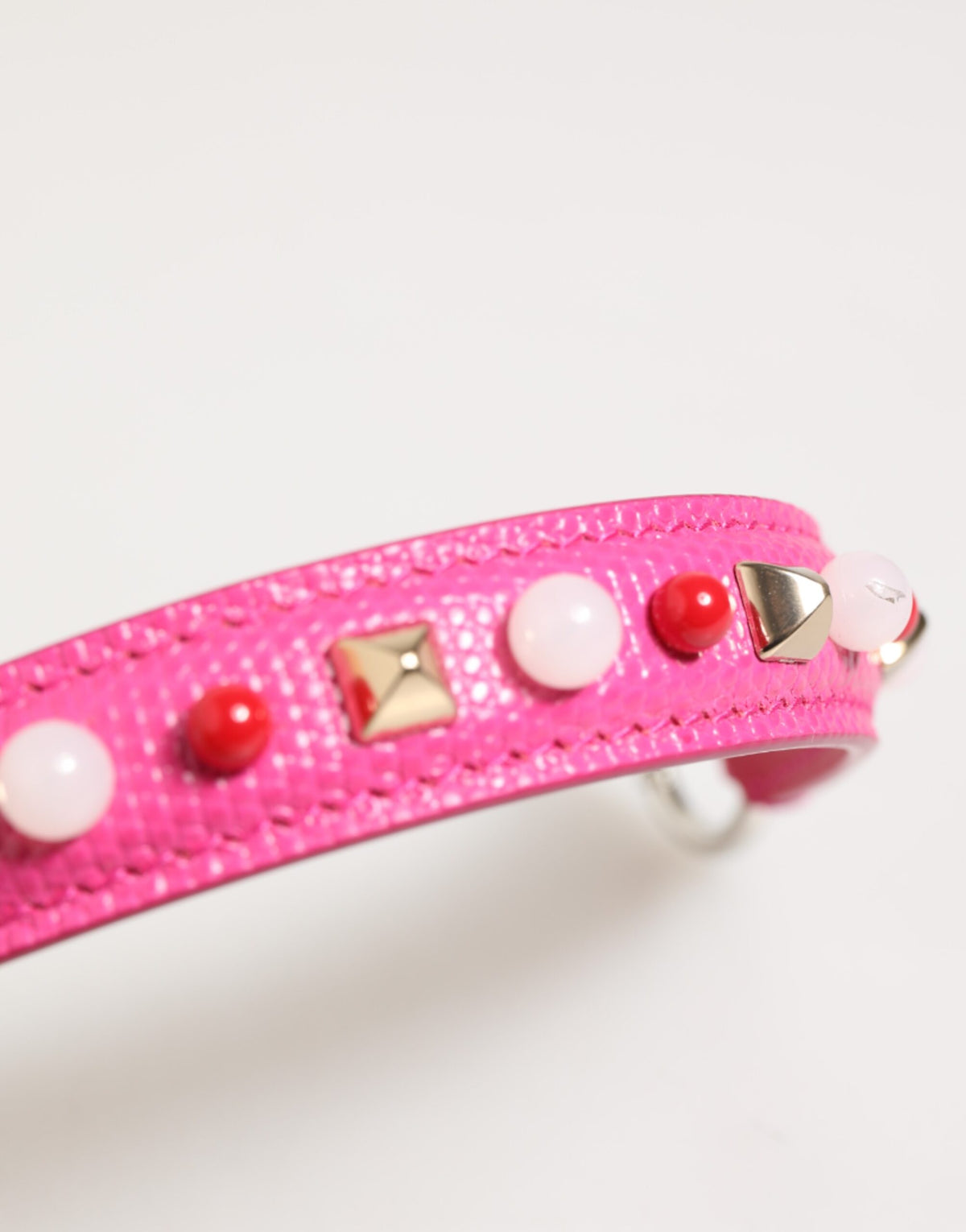 Dolce & Gabbana Tracolla rosa decorata in pelle di vitello