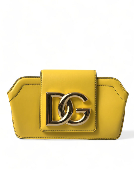 Dolce & Gabbana Gelbe DG Logo Leder-Clutch