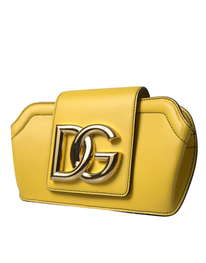 Dolce & Gabbana Gelbe DG Logo Leder-Clutch