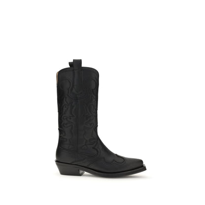 Ganni Schwarze Stiefel aus recyceltem Leder