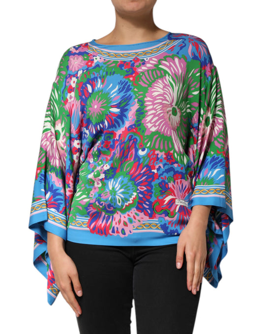 Dolce & Gabbana Mehrfarbige Seiden-Tunikabluse mit Blumenprint