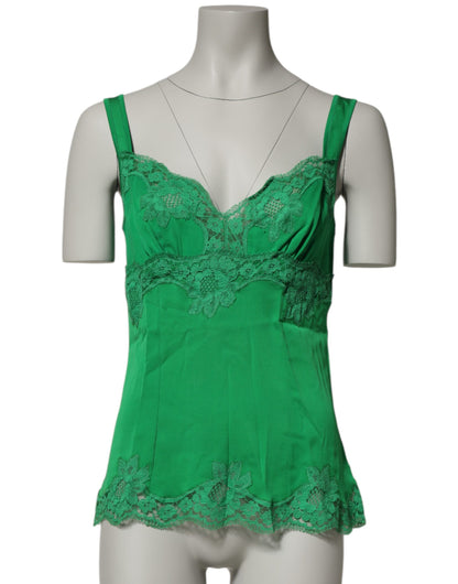 Dolce & Gabbana Grünes florales Spitzen-Tank-Dessous-Top Unterwäsche