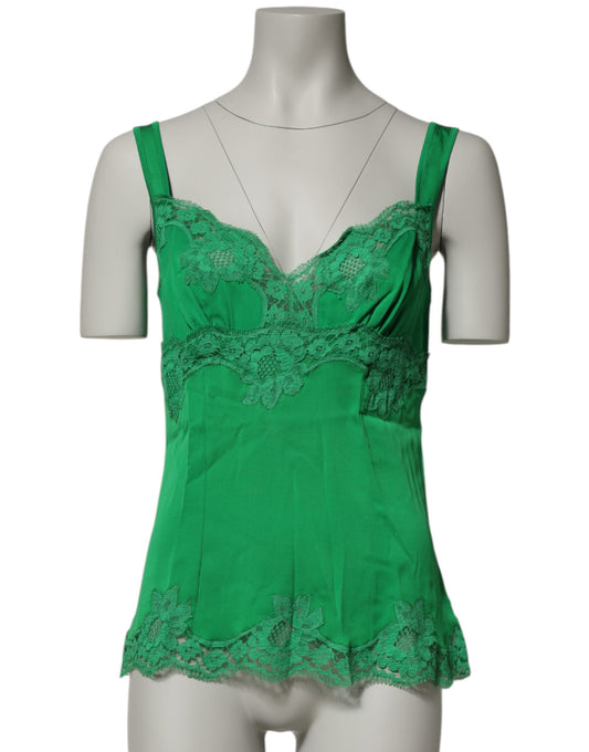 Dolce & Gabbana Grünes florales Spitzen-Tank-Dessous-Top Unterwäsche