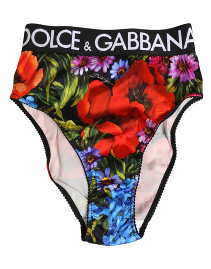 Dolce & Gabbana Multicolor Floral Print Hohe Taille Panty Unterwäsche