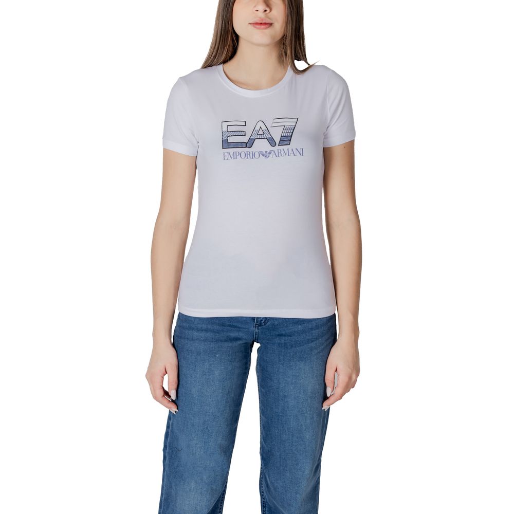 EA7 Emporio Armani Weißes Baumwoll-T-Shirt – Produktansicht 1 | Arca Lucia