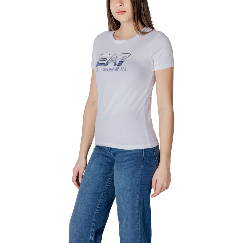 EA7 Emporio Armani Weißes Baumwoll-T-Shirt – Produktansicht 4 | Arca Lucia