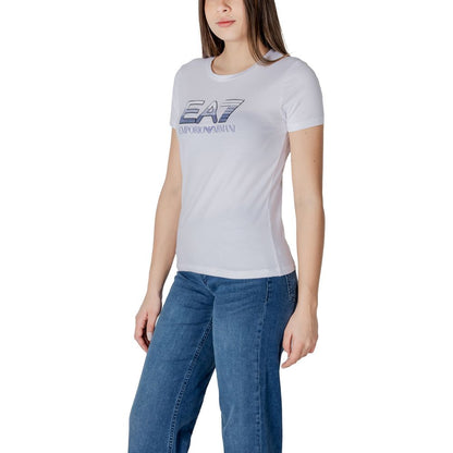 EA7 Emporio Armani Weißes Baumwoll-T-Shirt – Produktansicht 4 | Arca Lucia