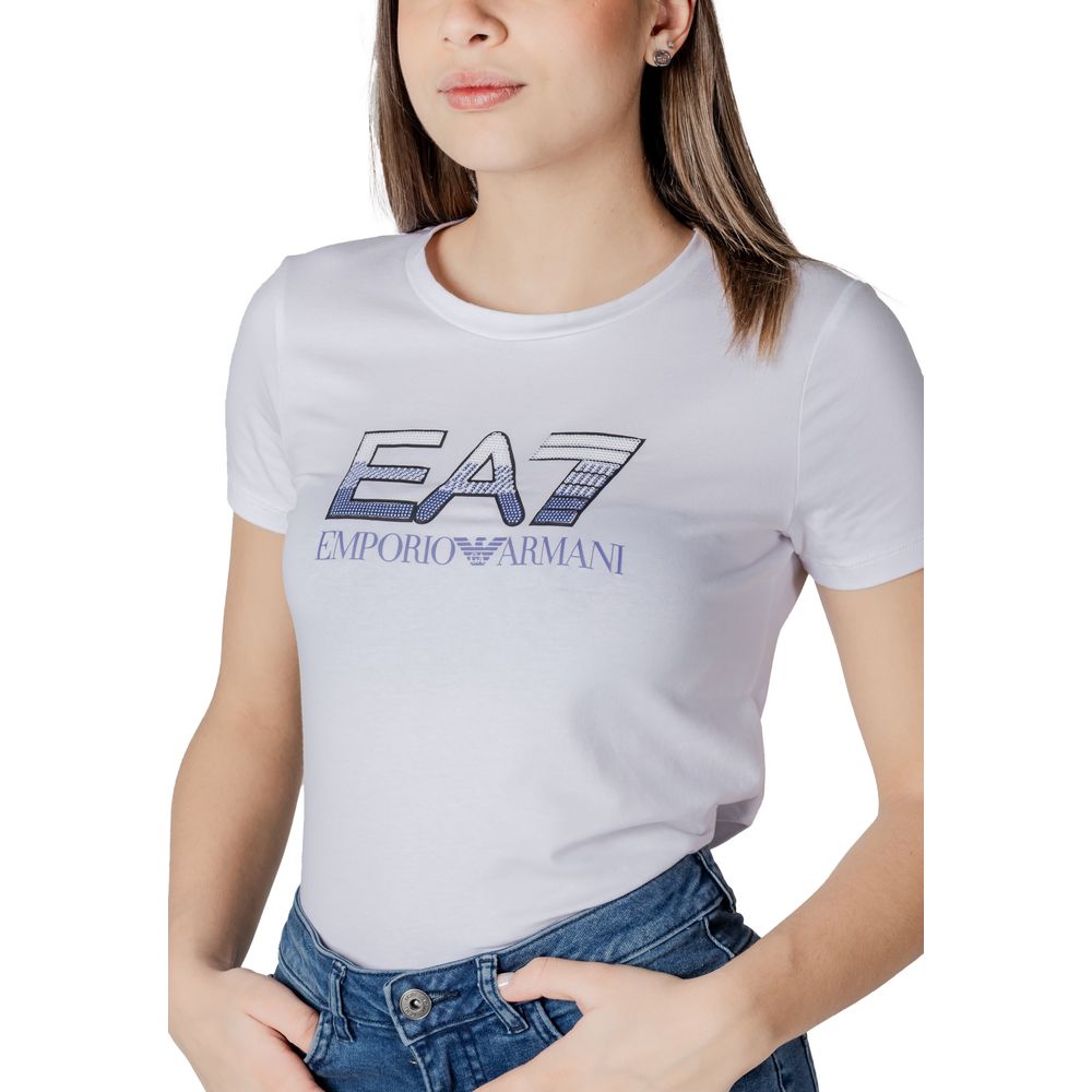 EA7 Emporio Armani Weißes Baumwoll-T-Shirt – Produktansicht 5 | Arca Lucia